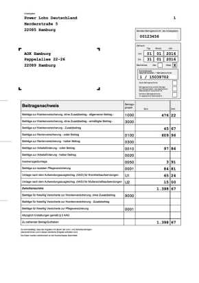 Krankenkassen Beitragsnachweise